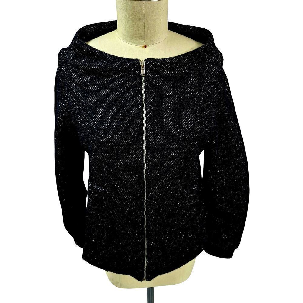 Marc by Marc Jacob's Black Poly/Wool Boat Neck Jacket Zip-up Black/Silver Sz L